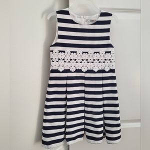 Girls Dress, Navy/White, Striped, EUR SZ6
